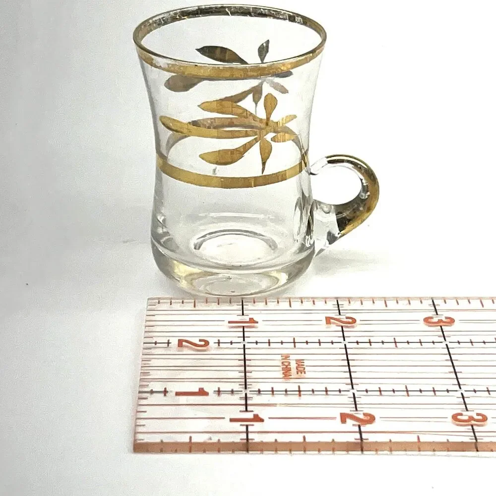 Vintage MCM Espresso/Coffee/ Shot Glass - Gold Etching Accents
